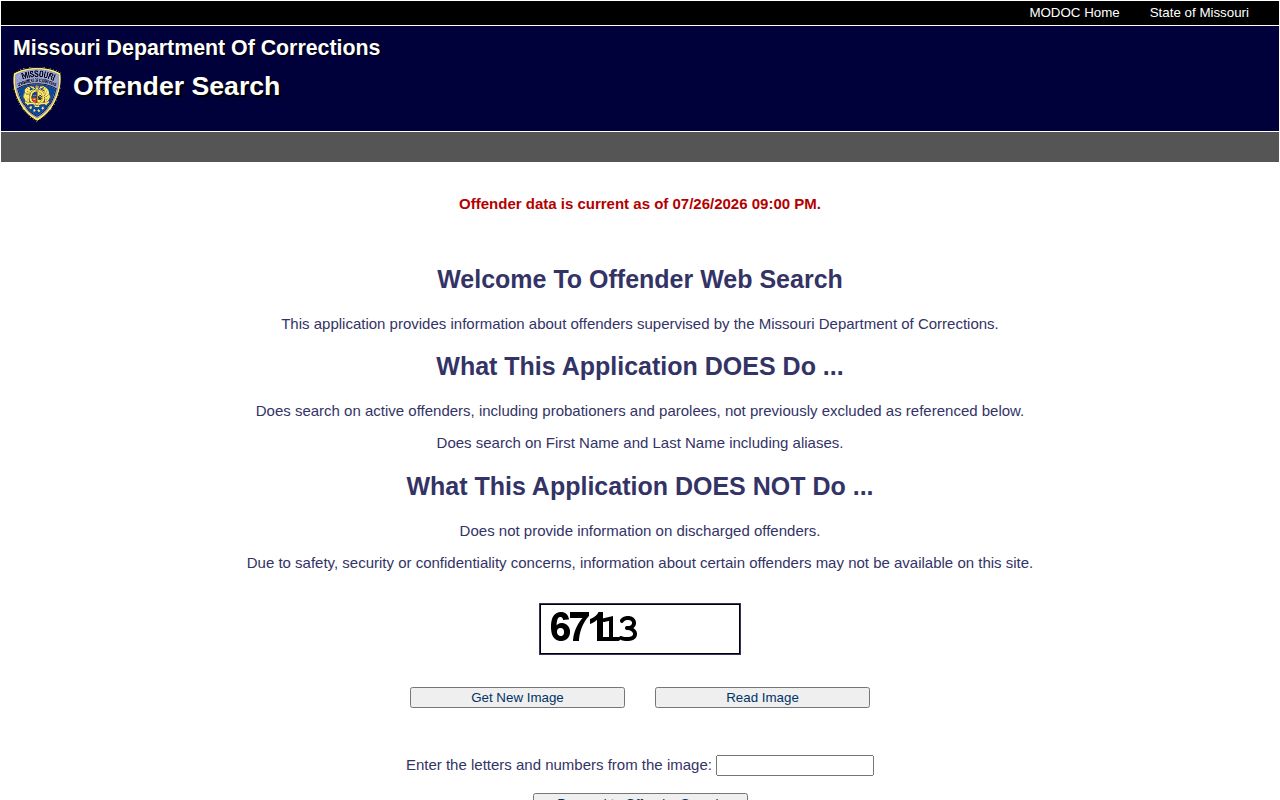 Mercer County released inmate MODOC offender search